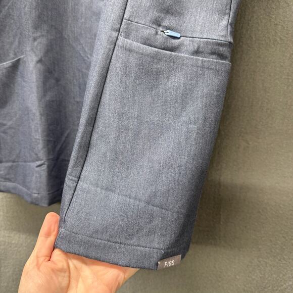 Figs Inala Scrub Top Womens XL Heather Denim Blue Color #3939 V-Neck + Pockets - Picture 5 of 7